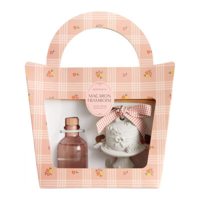 Coffret Difusor de Perfume 50 ml e Decoração Gourmandises d'Été – Macaron Framboise