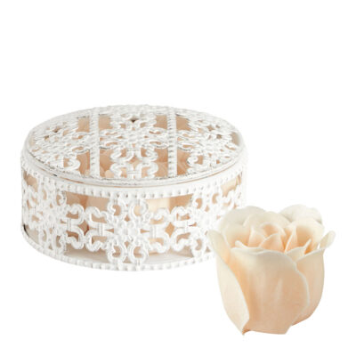 Coffret com Caixa Metálica e 6 Rosas de Sabonete Nude